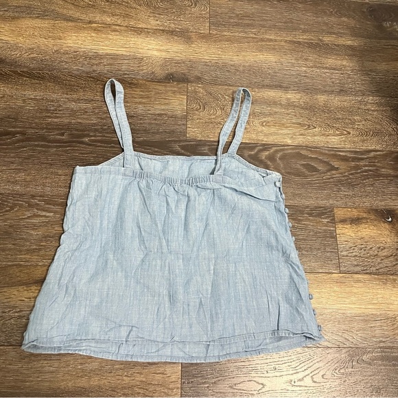 Madewell Crop Top Women's Light Blue Denim Square Neck Side Button Sleeveless - Picture 3 of 10